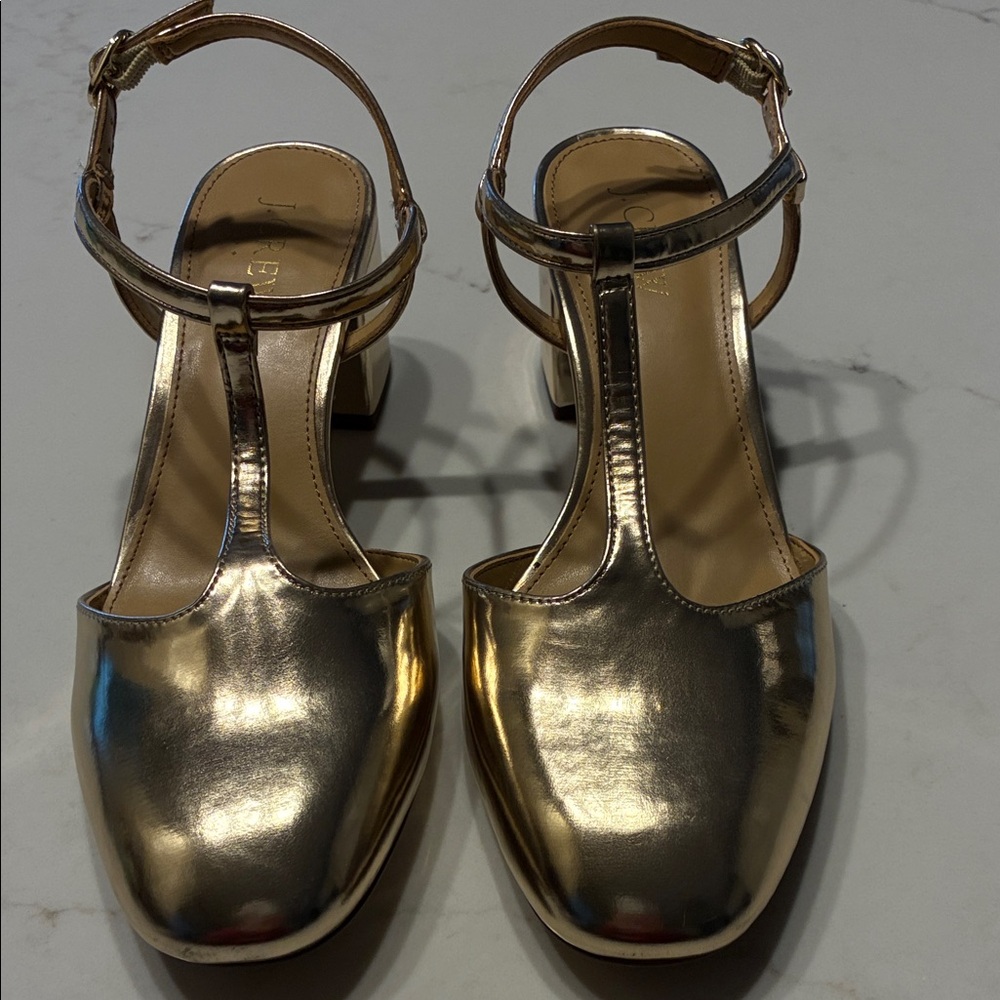 J. Crew Gold T Strap NWOT